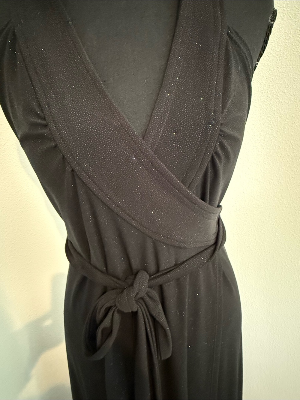 Veronica M Black Wrap Maxi Dress with Waist Tie